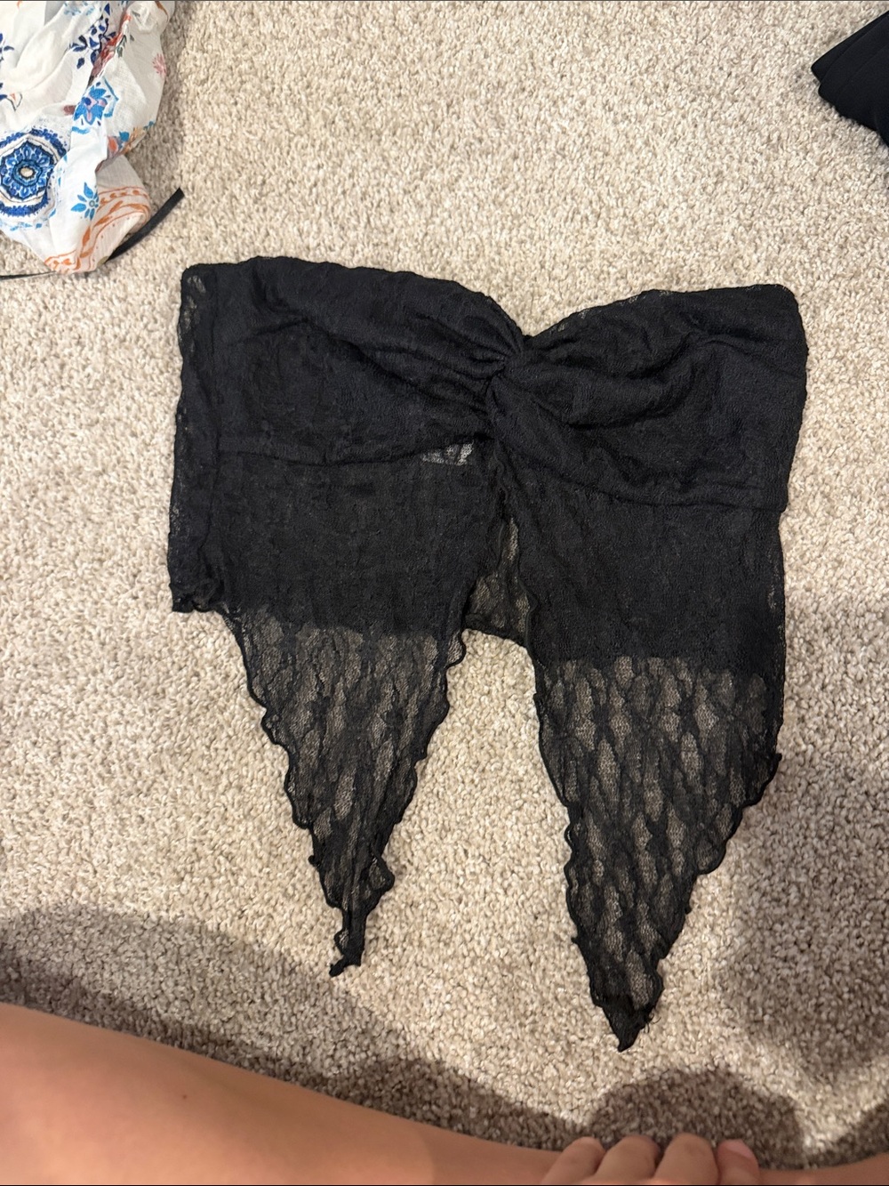 Blue Blush Black Lace Twist-Front Bandeau